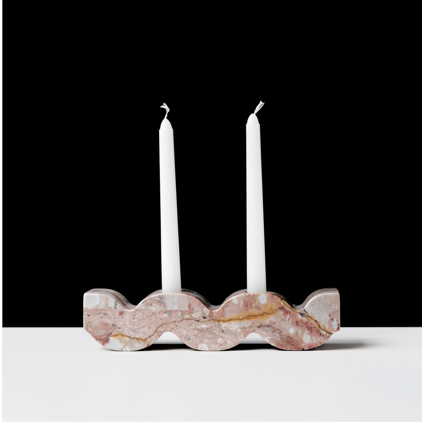 Wavy Gemstone Candelabra - Creamy Soapstone