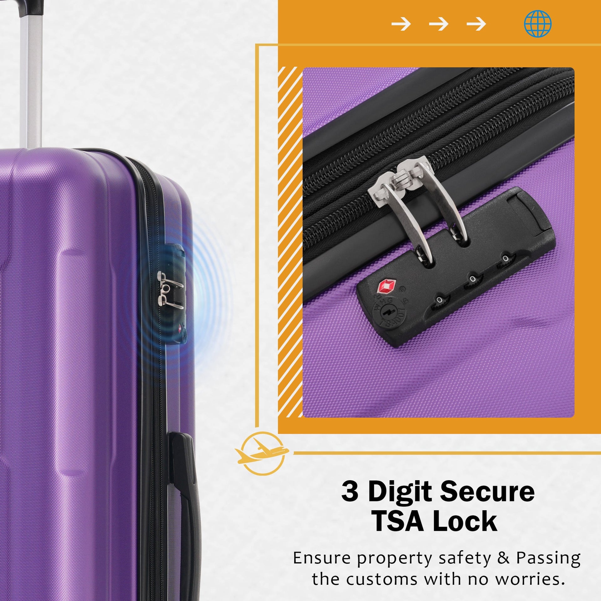 2 Piece Luggage Set with Bags Expanable Spinner Wheels ABS Lightweight Suitcase with TSA Lock 20inch+28inch