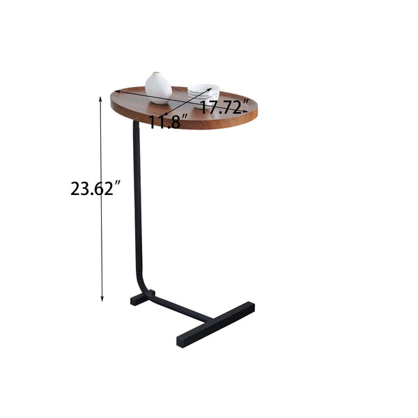 2-Pieces Brown C-shaped Side Table with dimensions 23.62'' height, 17.72'' length, and 11.8'' width, ideal for tight spaces.
