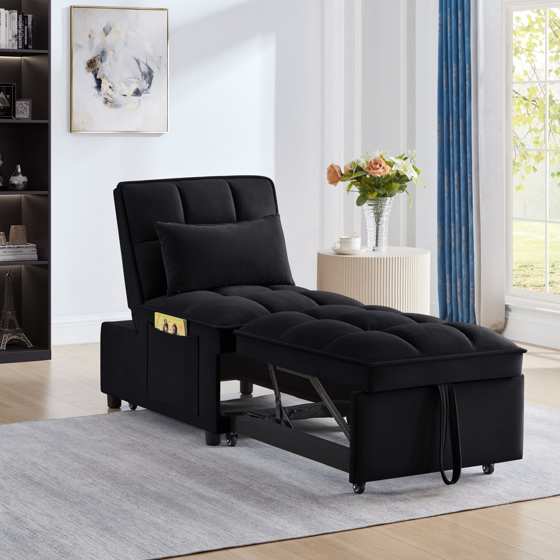 4 In1 Multi-Function Single Sofa Bed with Storage Pockets