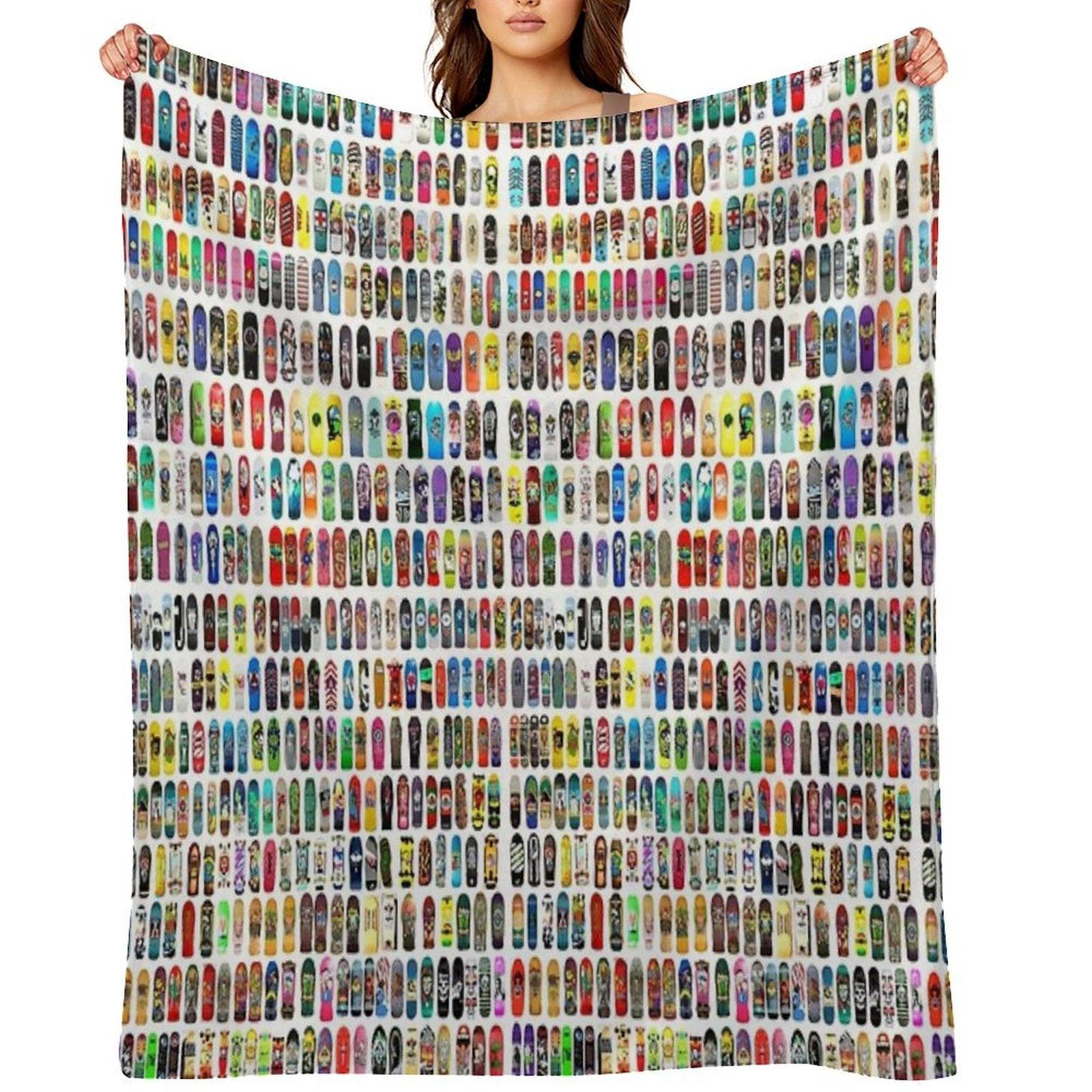Vintage Skateboard Print Throw Blanket