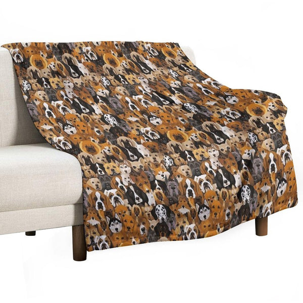Watercolor Dog Pattern Shrink-resistant Throw Blanket