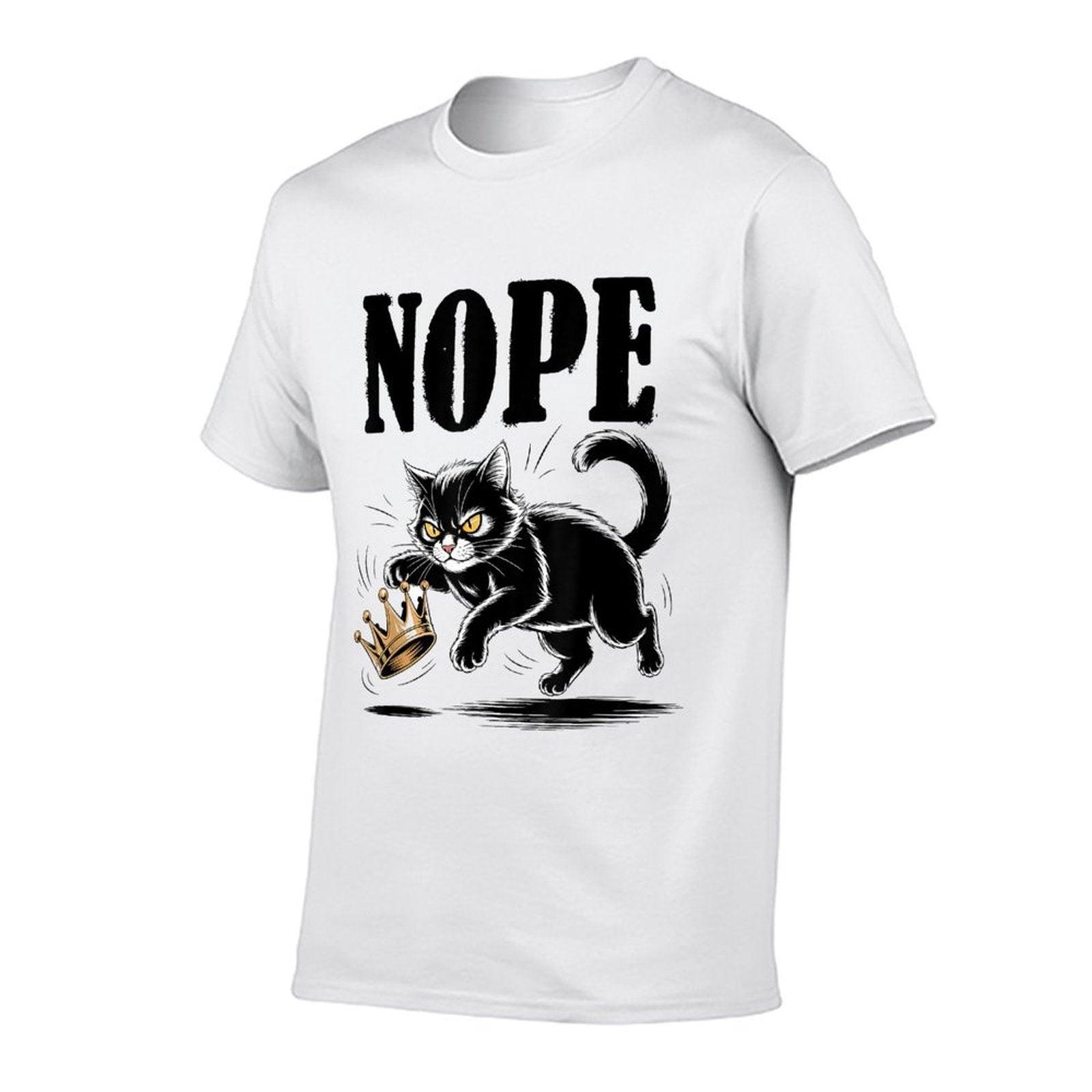 Nope No Kings In America Funny Black Cat Lovers  Rolled Sleeves T-Shirt