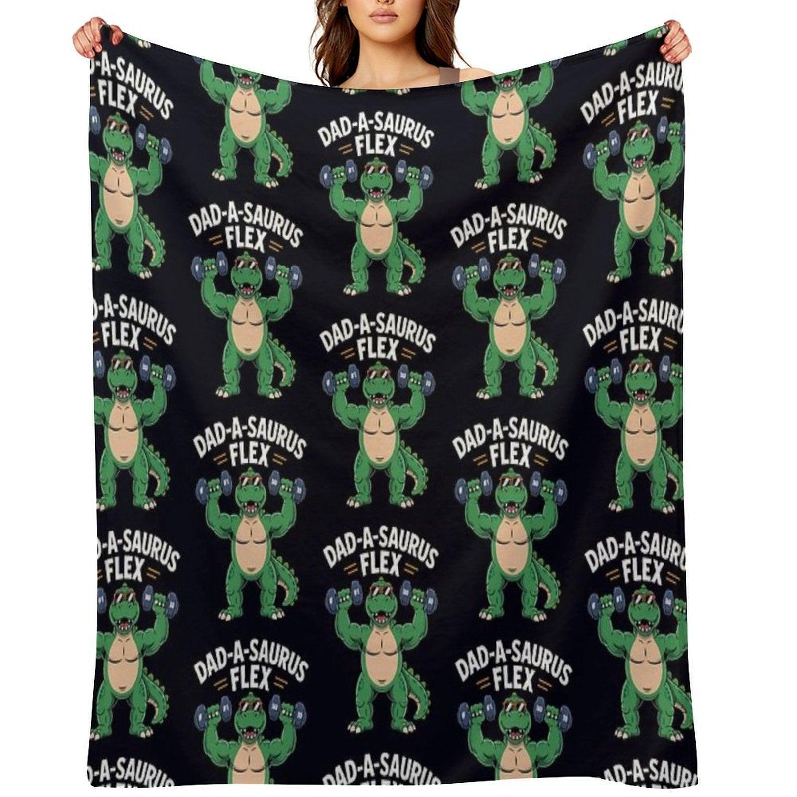 Dad-A-Saurus Flex Dino Dad Father's Day Throw Blanket