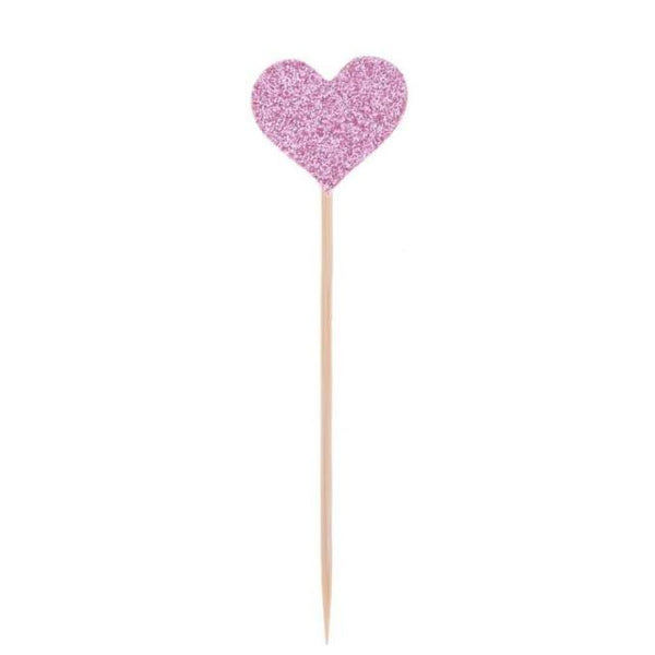 40pcs/set Bling Heart Shape Insert Cards With Toothpick For Wedding Birthday Party Cute Lovely Gifts Cake Decorations Cocktail Picks Handmade Heart Shape Bamboo Toothpicks