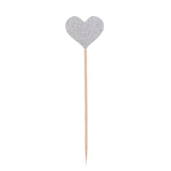 40pcs/set Bling Heart Shape Insert Cards With Toothpick For Wedding Birthday Party Cute Lovely Gifts Cake Decorations Cocktail Picks Handmade Heart Shape Bamboo Toothpicks