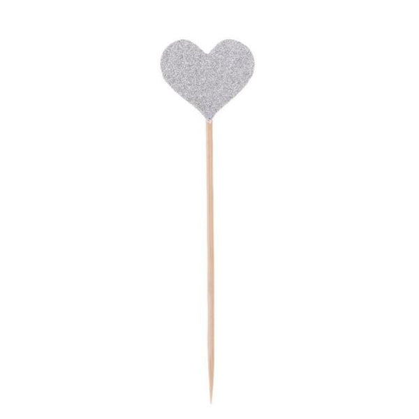 40pcs/set Bling Heart Shape Insert Cards With Toothpick For Wedding Birthday Party Cute Lovely Gifts Cake Decorations Cocktail Picks Handmade Heart Shape Bamboo Toothpicks