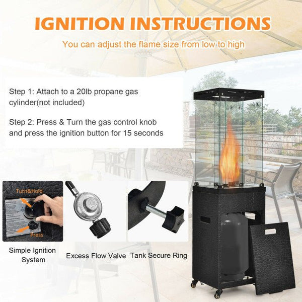 41,000 BTU Outdoor Propane Gas Patio Heater W/ Lockable Wheels (98052550)
