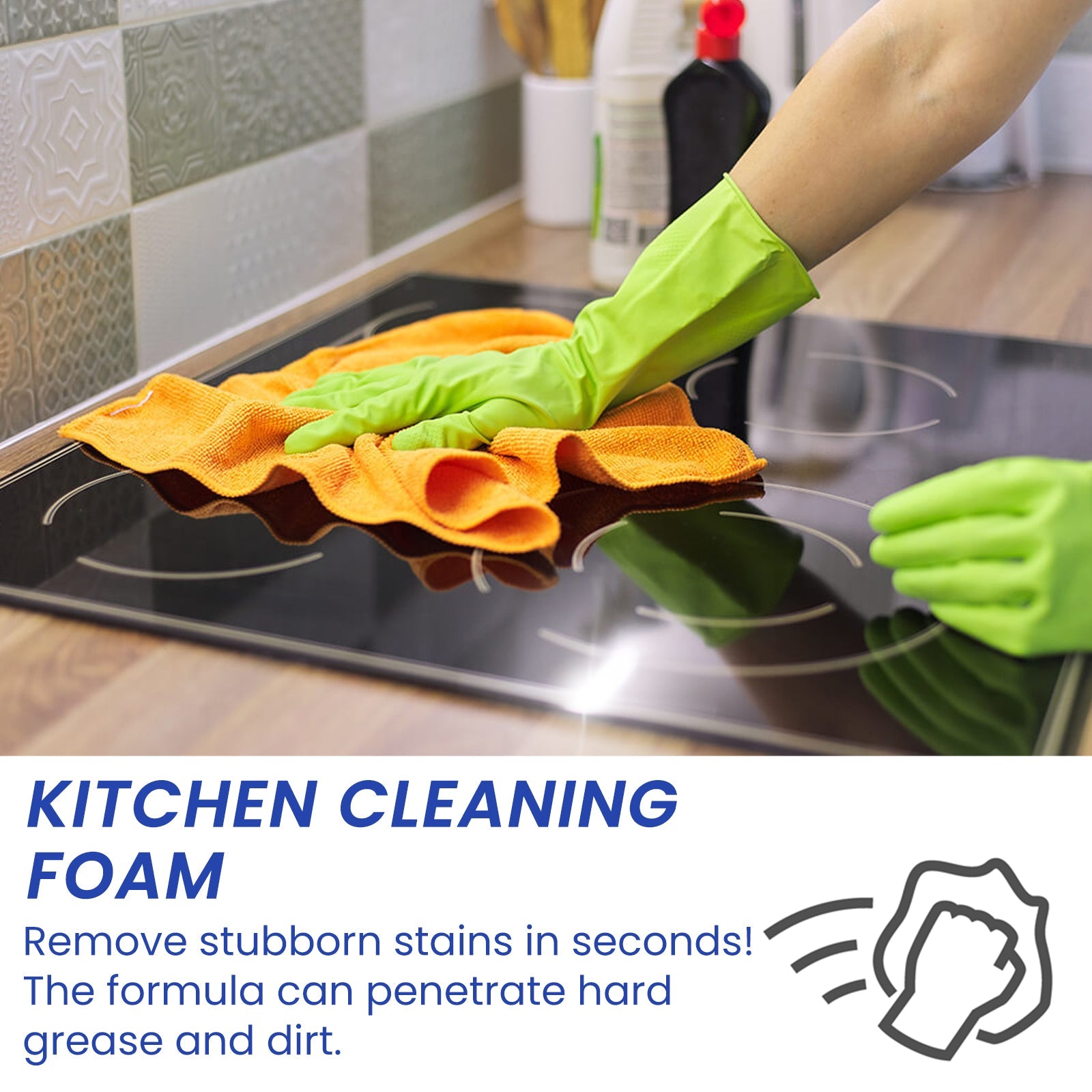 Kitchen Foam Cleaner, Kitchen Stove Range Hood Stain Removal Heavy Oil Foam Cleaner