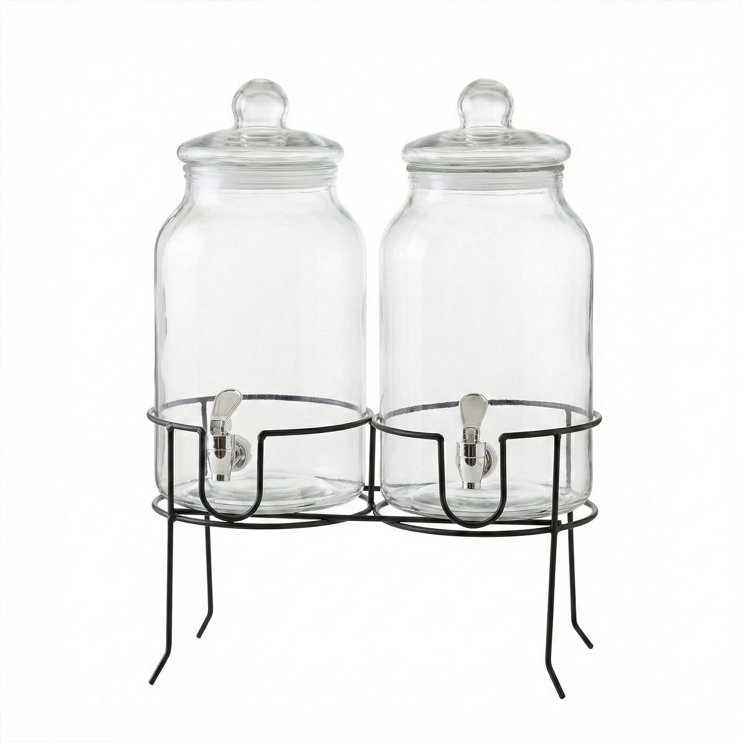 Rustic Home Beverage Dispenser Set of 2 With Black Metal Stand 1 Gal