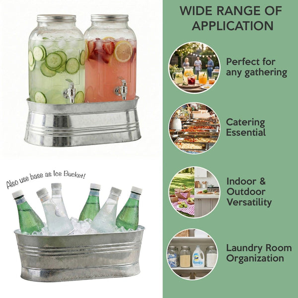 Classic Farmhouse 2-Piece Set Beverage Dispensers 1 Gal Each