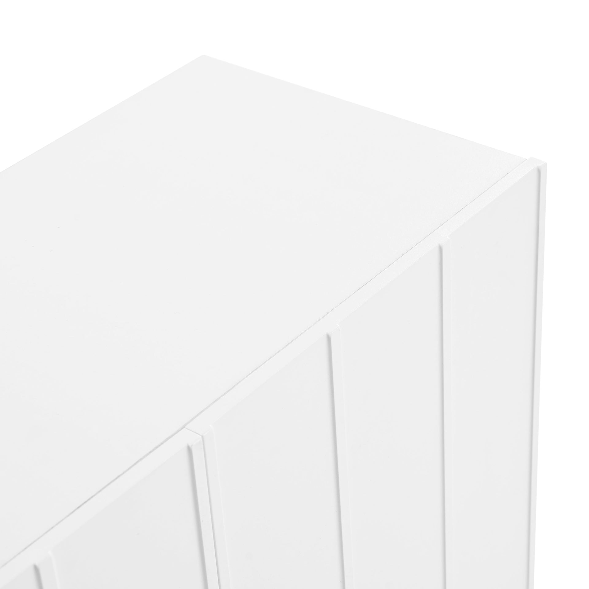 ON-TRANS Cream Style Shoe Cabinet with 5 Adjustable Solid Wood Legs, Large Storage Cabinet with Wave Doors, White