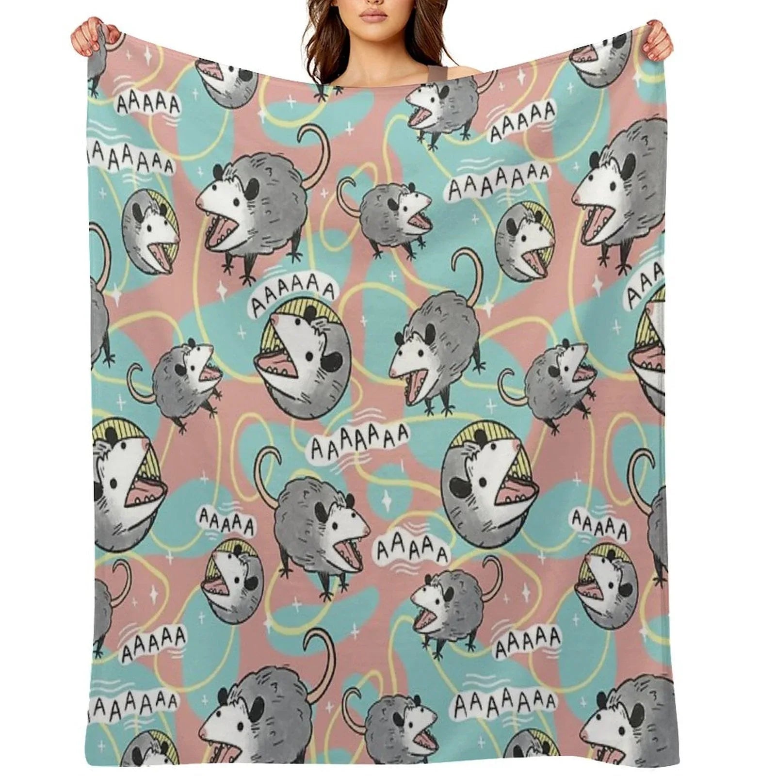 Opossum Screm Throw Blanket