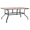 Outdoor Patio Dining Table, 59 Inch Long Rectangular Wood-Like Steel Slat Backyard Bistro Tables For 4-6,  With 1.5 In Umbrella Hole, All-Weather Large Furniture For Lawn Garden Porch, Brown