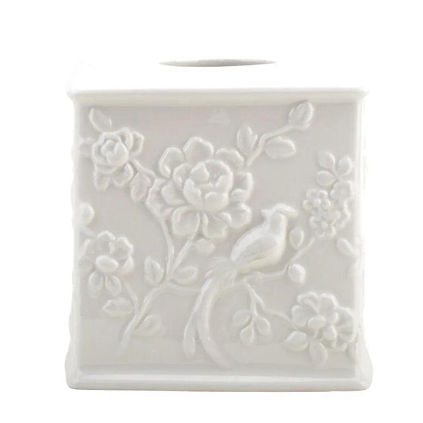 Staffordshire Tang Embossed Bird Tissue Box - White - Gifts for You 'n Me