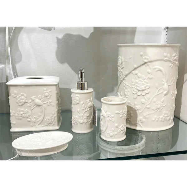 Staffordshire Tang Embossed Bird Tissue Box - White - Gifts for You 'n Me