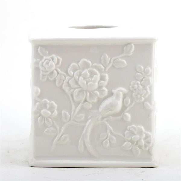 Staffordshire Tang Embossed Bird Tissue Box - White - Gifts for You 'n Me