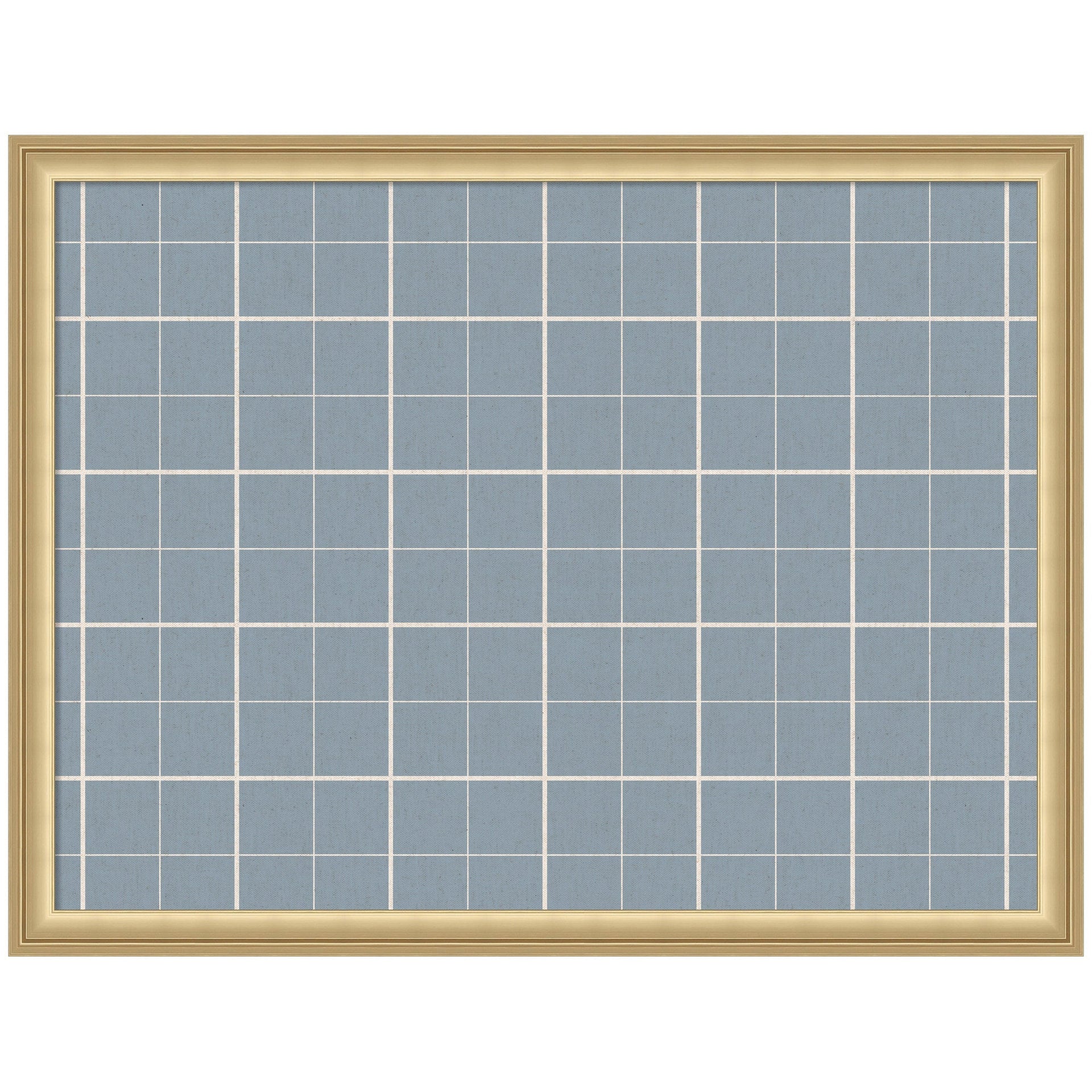 Framed Fabric Pinboard Light Blue Plaid Wall Organization