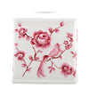 Staffordshire - Tang  Embossed Bird Tissue Box - Pink and White Crackle