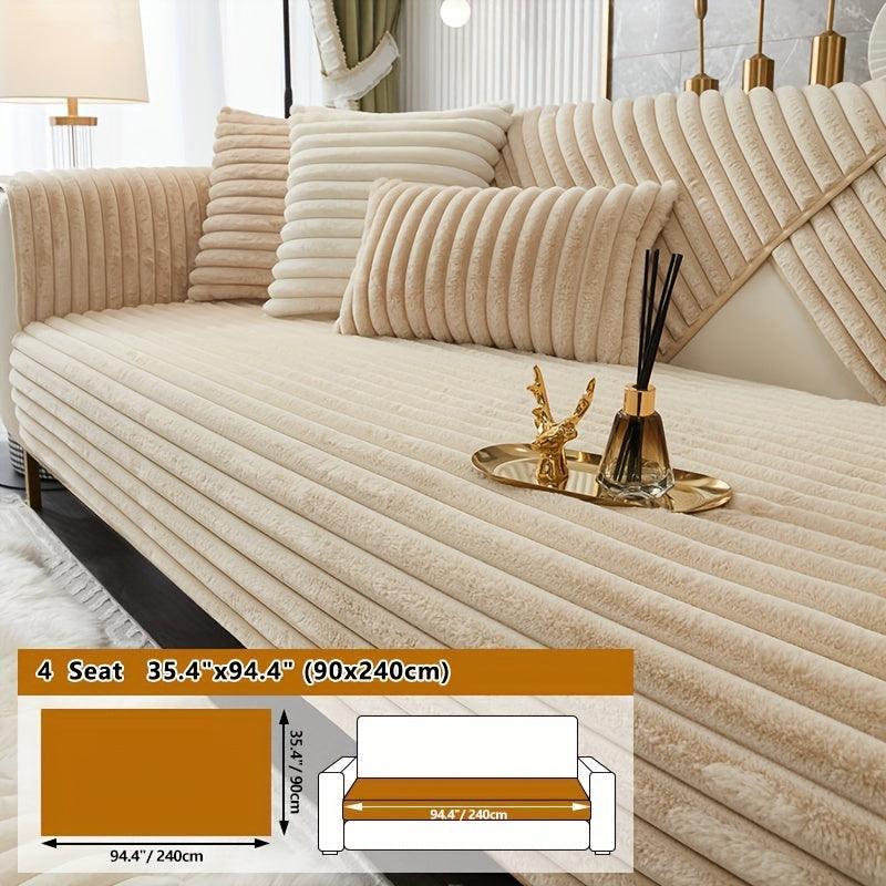 Luxurious Rabbit Fur Sofa Slipcover | Non-Slip Light Grey for dog use