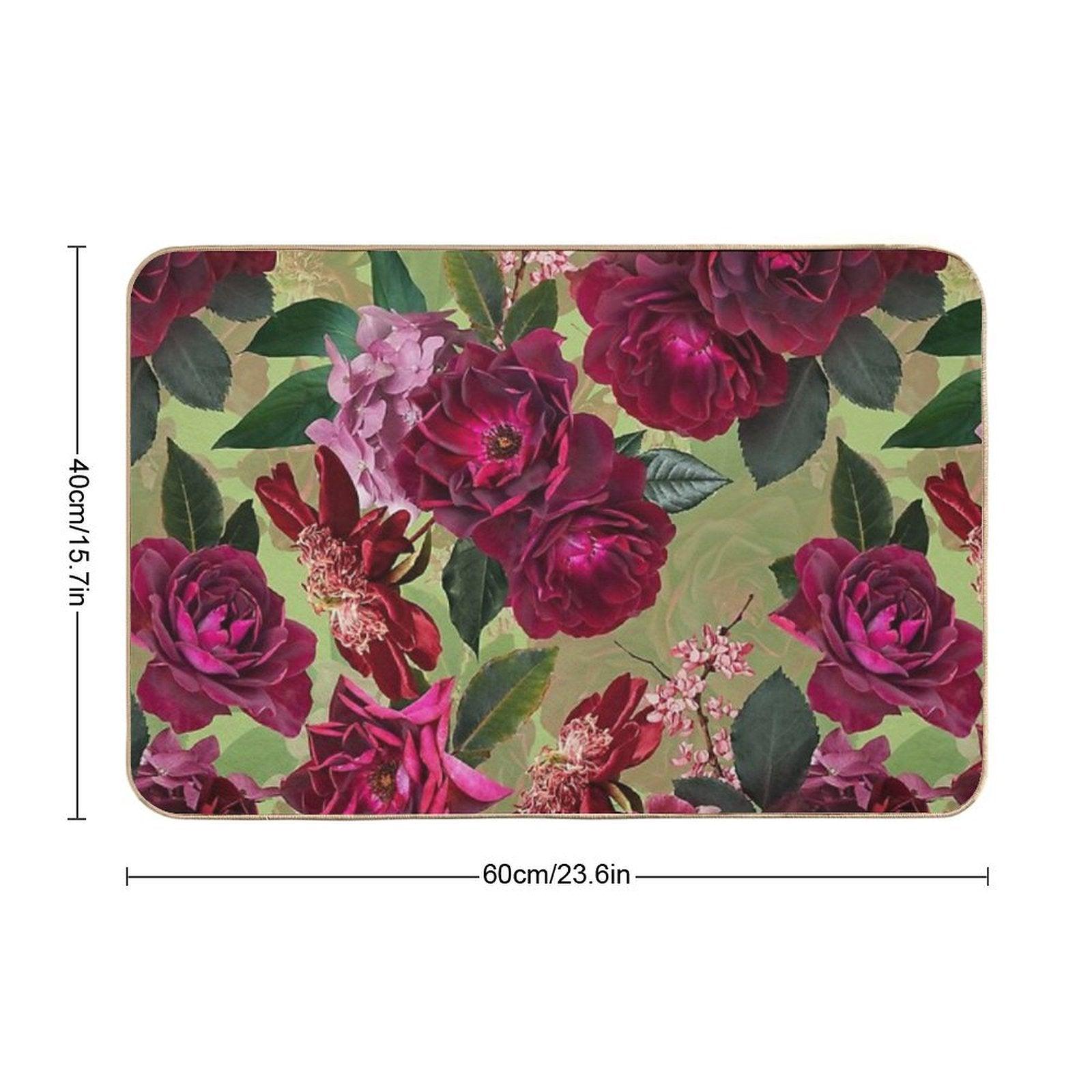 Antique Green Botanical Flower Rose Botanical Garden  Nightgarden Bath Mat
