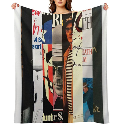Hunter S Thompson - Abstract Book Cover Print - Literary Gift Quick-dry Throw Blanket