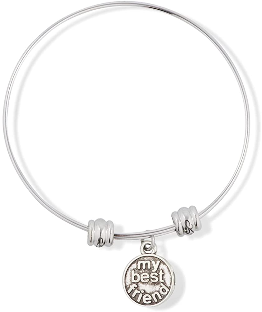 My Best Friend on Round Charm Fancy Charm Bangle