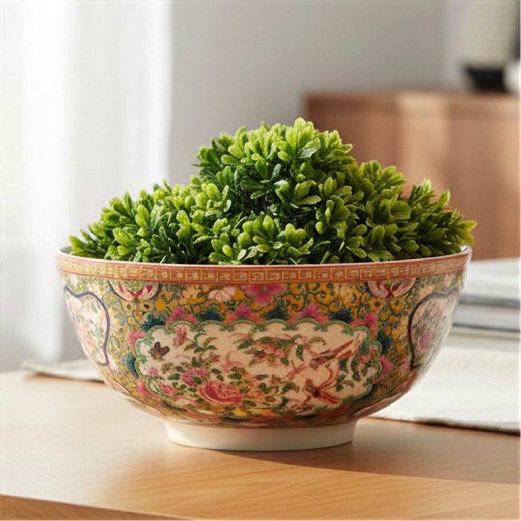 Round Bowl/Planter/ Basin - Rose Medallion Canton
