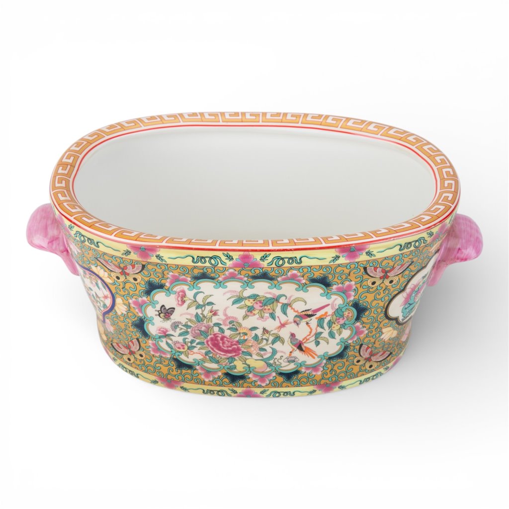 Oval Footbath Rose Medallion -  Inspired by traditional Rose Canton Porcelain