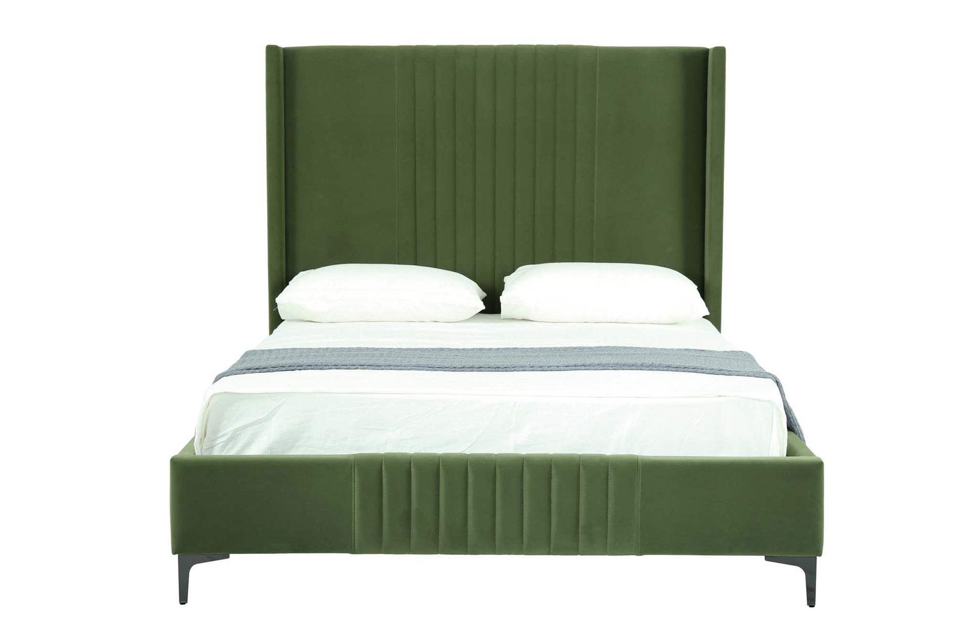 Promenade Upholstered Velvet Queen Bed in Moss