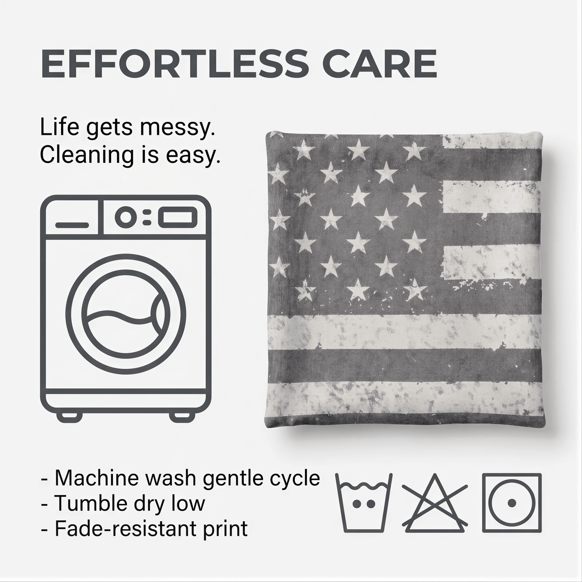 Patriotic Throw Pillow | USA Pillow Cover 18x18 with Zipper Closure Cushion