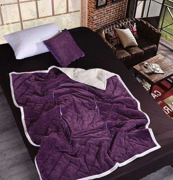 2 in 1 Flannel Cushion Blanket car sofa lumbar throw pillow air conditioning blanket foldable patchwork quilt blanket Bedding