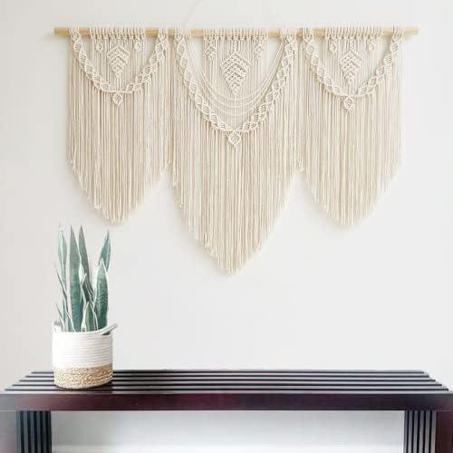 guzhiou large macrame wall hanging - Boho Tapestry Macrame Wall Decor Art- Chic Bohemian Handmade Woven Tapestry Home Decoration for Bedroom Living Room Apartment Wedding Party - 43
