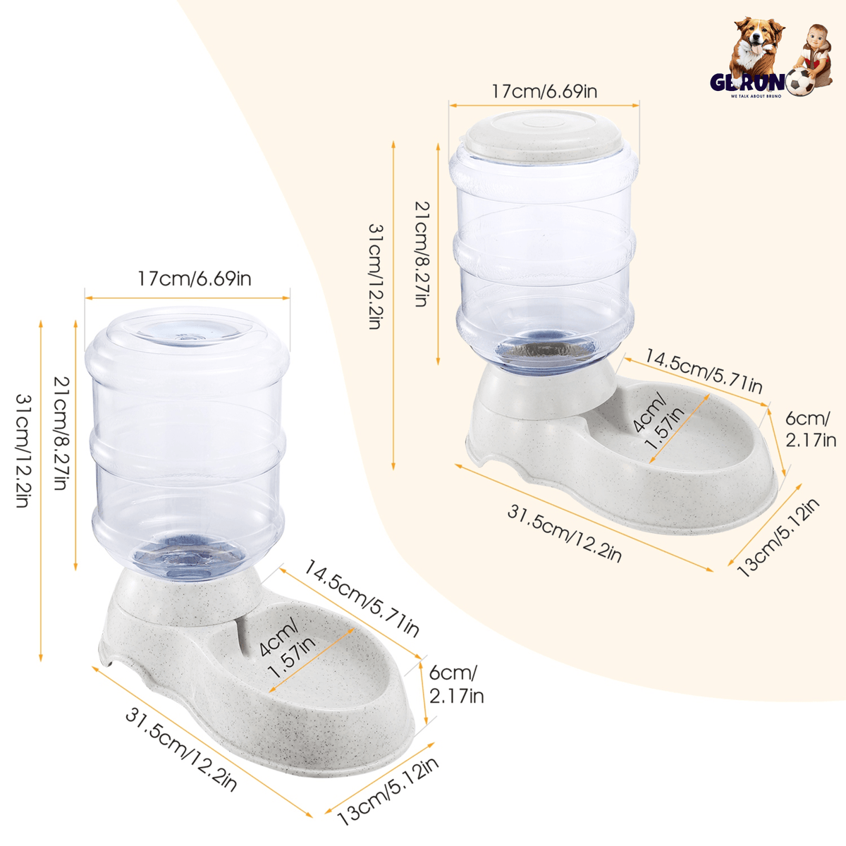 3.5L/1Gal Pet Water Dispenser Self-Dispensing Gravity Pets Water Feeder Automatic Pet Waterer Cat Dog