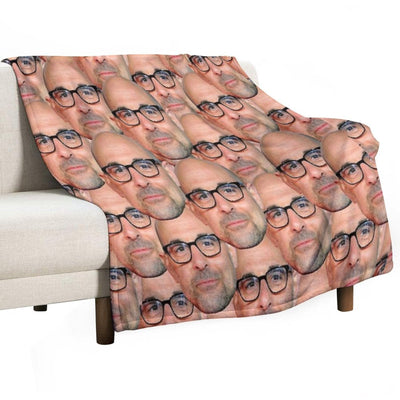 Stanley Tucci Head Design Machine-washable Throw Blanket
