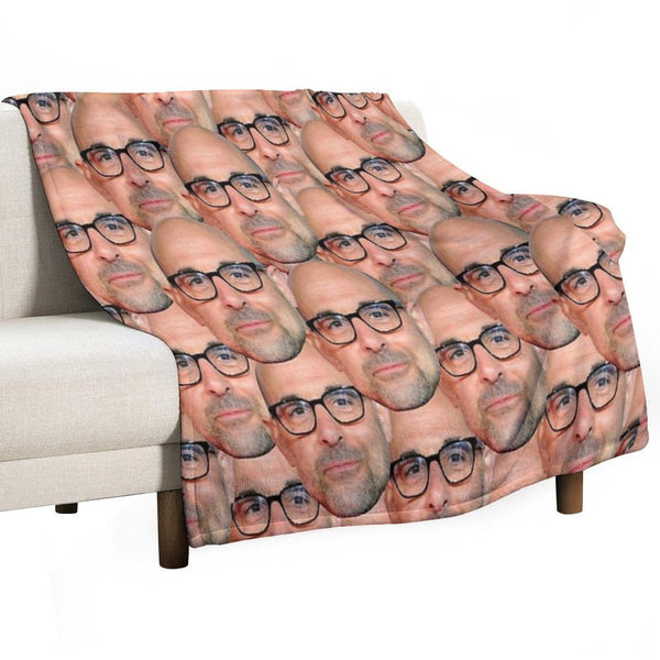 Stanley Tucci Head Design Machine-washable Throw Blanket