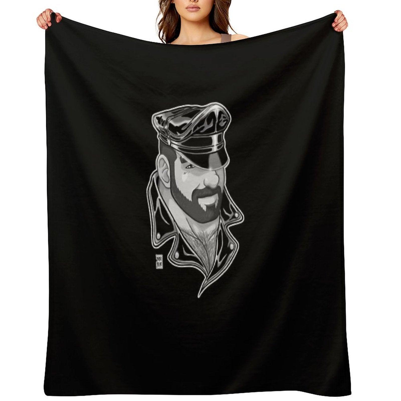 ADAM LIKES LEATHER - BLACK AND WHITE Throw Blanket