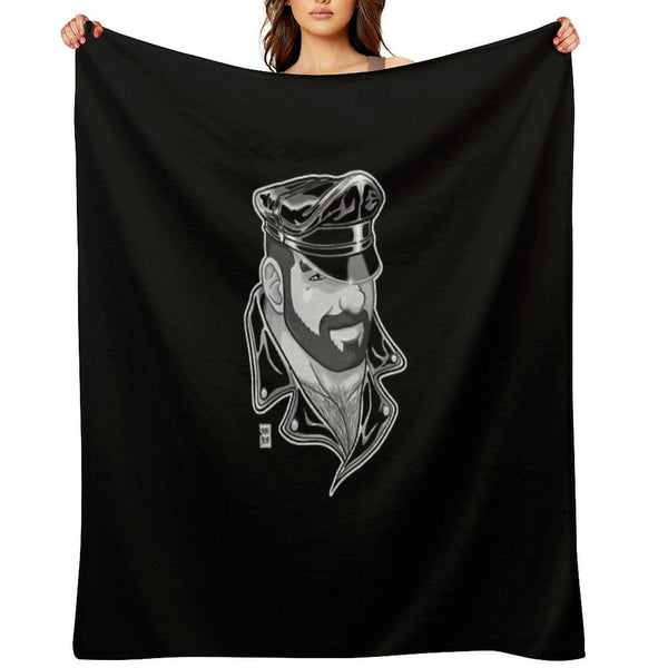 ADAM LIKES LEATHER - BLACK AND WHITE Throw Blanket