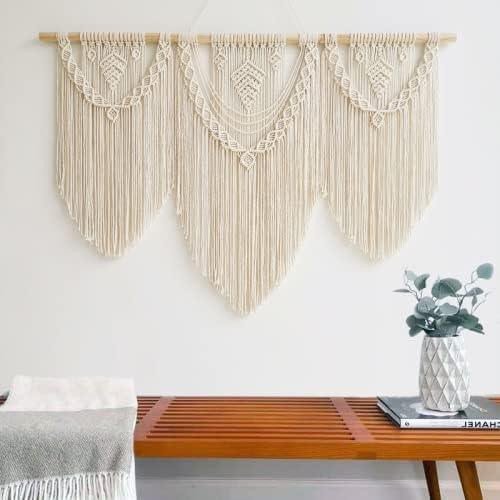 guzhiou large macrame wall hanging - Boho Tapestry Macrame Wall Decor Art- Chic Bohemian Handmade Woven Tapestry Home Decoration for Bedroom Living Room Apartment Wedding Party - 43