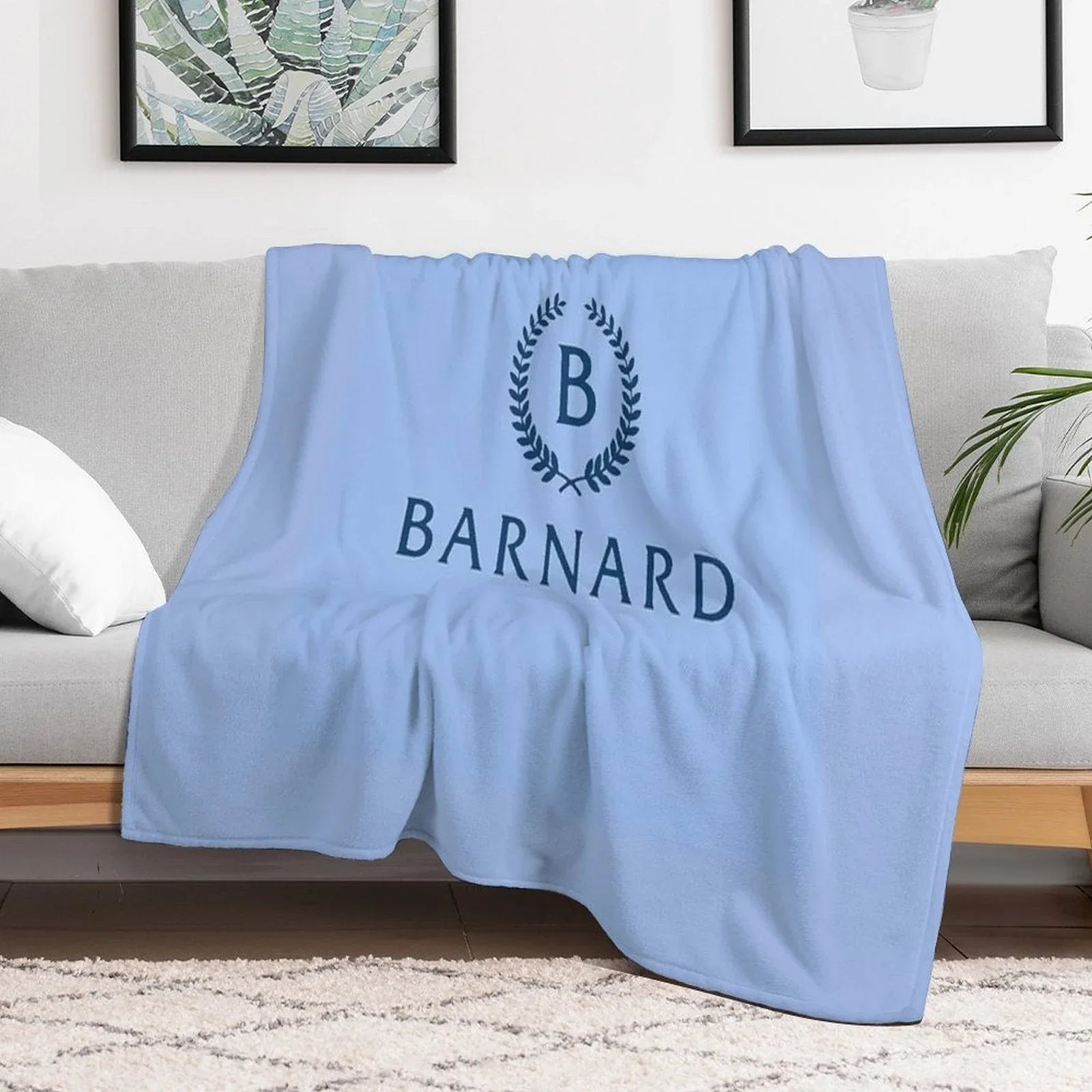 Barnard College Baby Blue Logo Throw Blanket