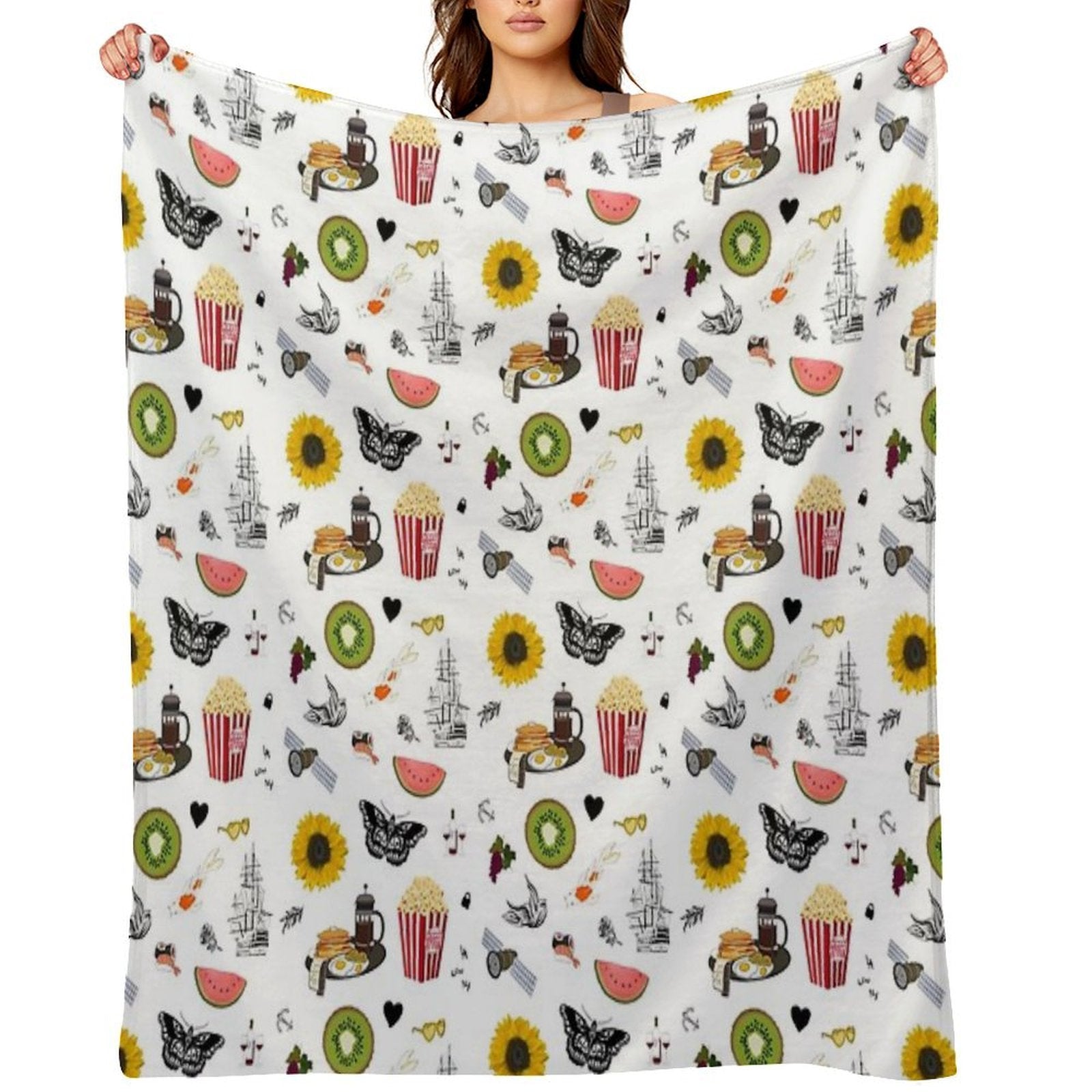 Harry Styles Song Illustration Collage Compact Throw Blanket
