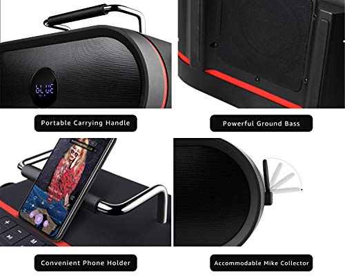 RHM Karaoke PA Speaker System with 2 Wireless Microphones Bluetooth/AUX/USB/SD