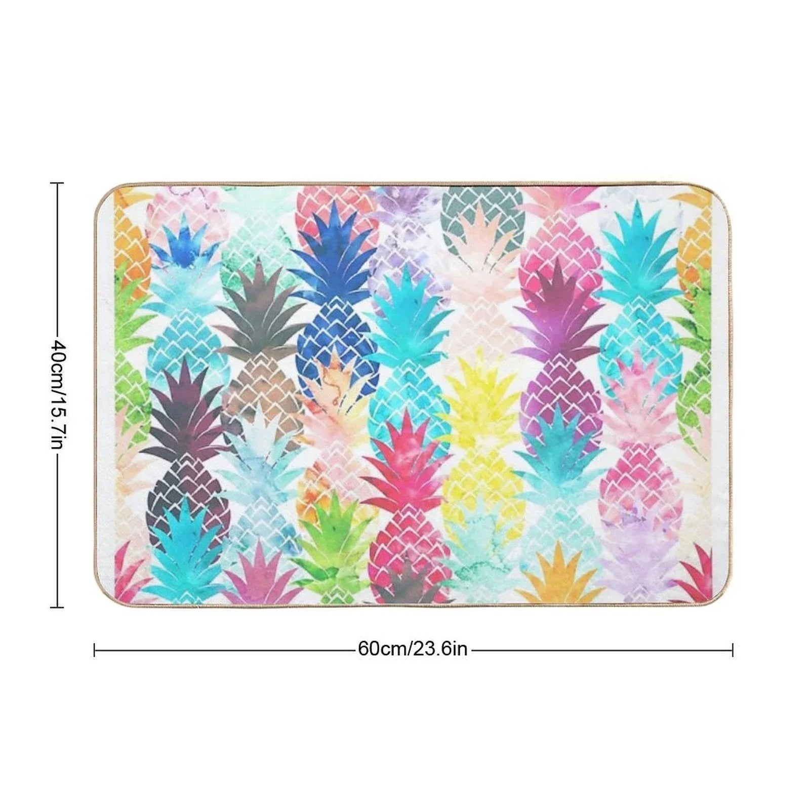 Hawaiian Pineapple Pattern Tropical Watercolor  Multi-Purpose Bath Mat