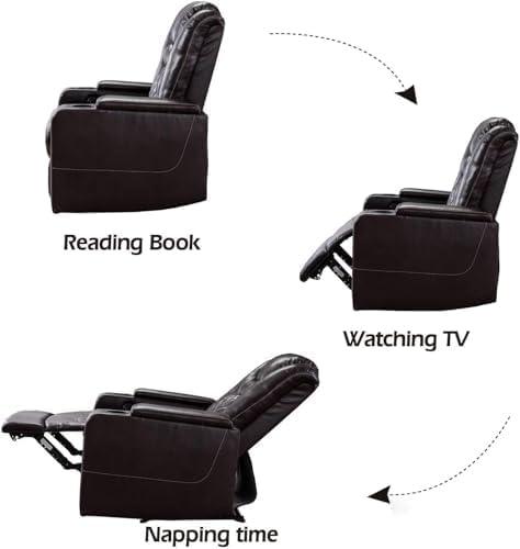 CANMOV Electric Power Recliner Chair Set of 3, Breathable Leather Home Theater Seating with Hidden Arm Storage, Power Recliner Chair with USB Ports and Cup Holders for Living Room,Brown