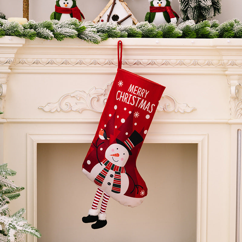 Christmas decorations, colorful prints, Christmas socks, Santa Claus gift socks, snowman gift bags, red and green leg hanging Christmas socks