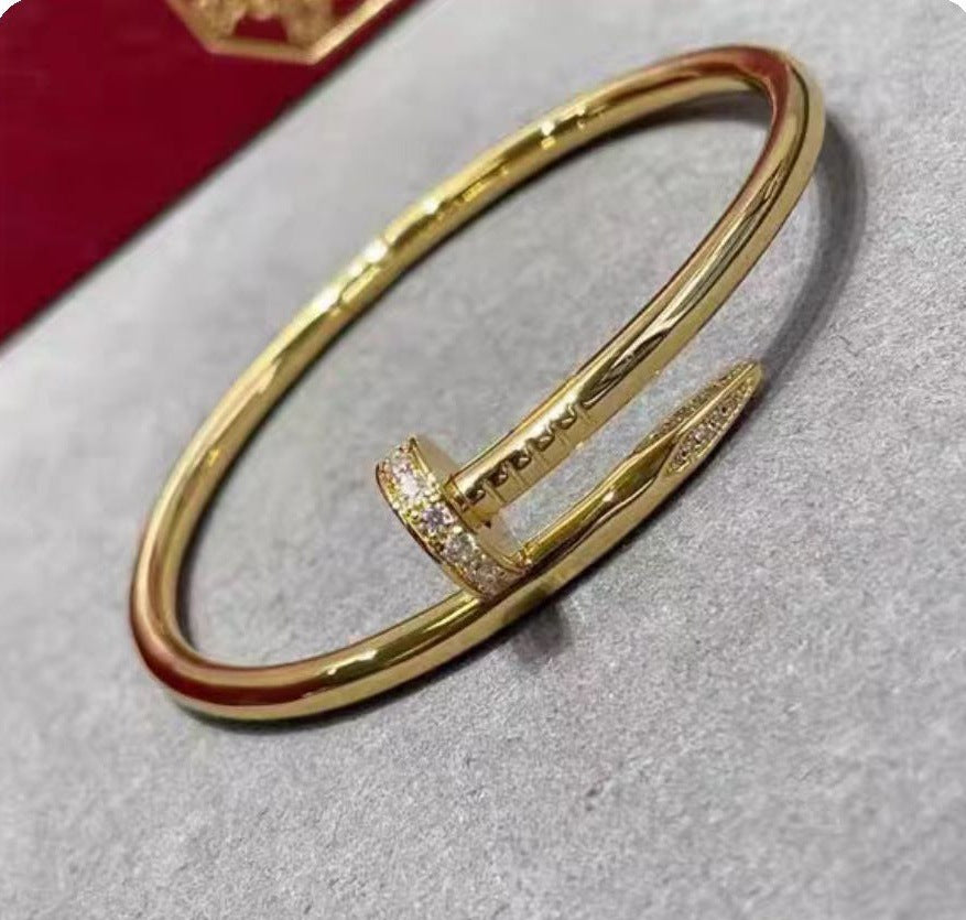 Precision Thick Plating Head and Tail Diamond Fashion Three-Circle Full Diamond Couple Bracelet