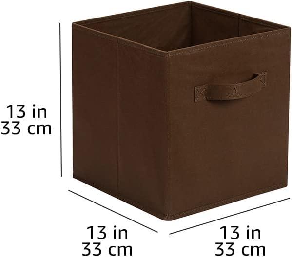 Amazon Basics Cube Organizer Storage Bins Handles, Collapsible Fabric, Pack of 6, 13