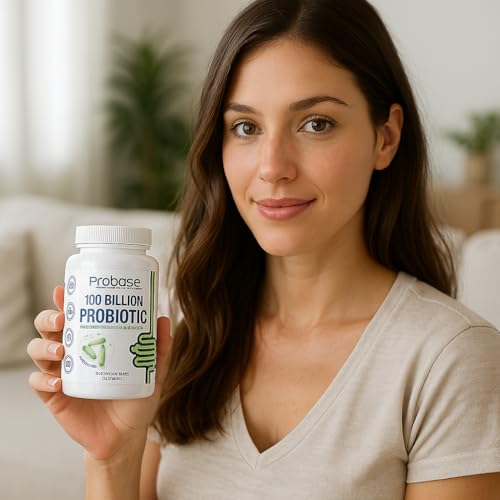 Probase Nutrition Probiotic, 100 Billion CFU, 10 Strains with Prebiotics, 30 Veggie Capsules, Gluten Free for Men and Women, 30-Day Supply