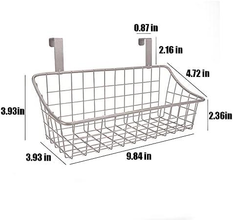 LeleCAT Basket with hook Grid Storage Basket,Hang it behind a door or on a railing,Over the Cabinet Door,Champagne Gray,2 Pack