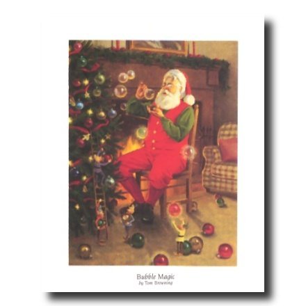 Christmas Wall Art – Old St Nick & Elves Bubble Magic Tree Decor 16x20 Print